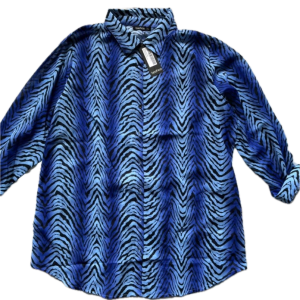 Boohoo Blue Zebra Maxi Beach Shirt BLUE Background Removed