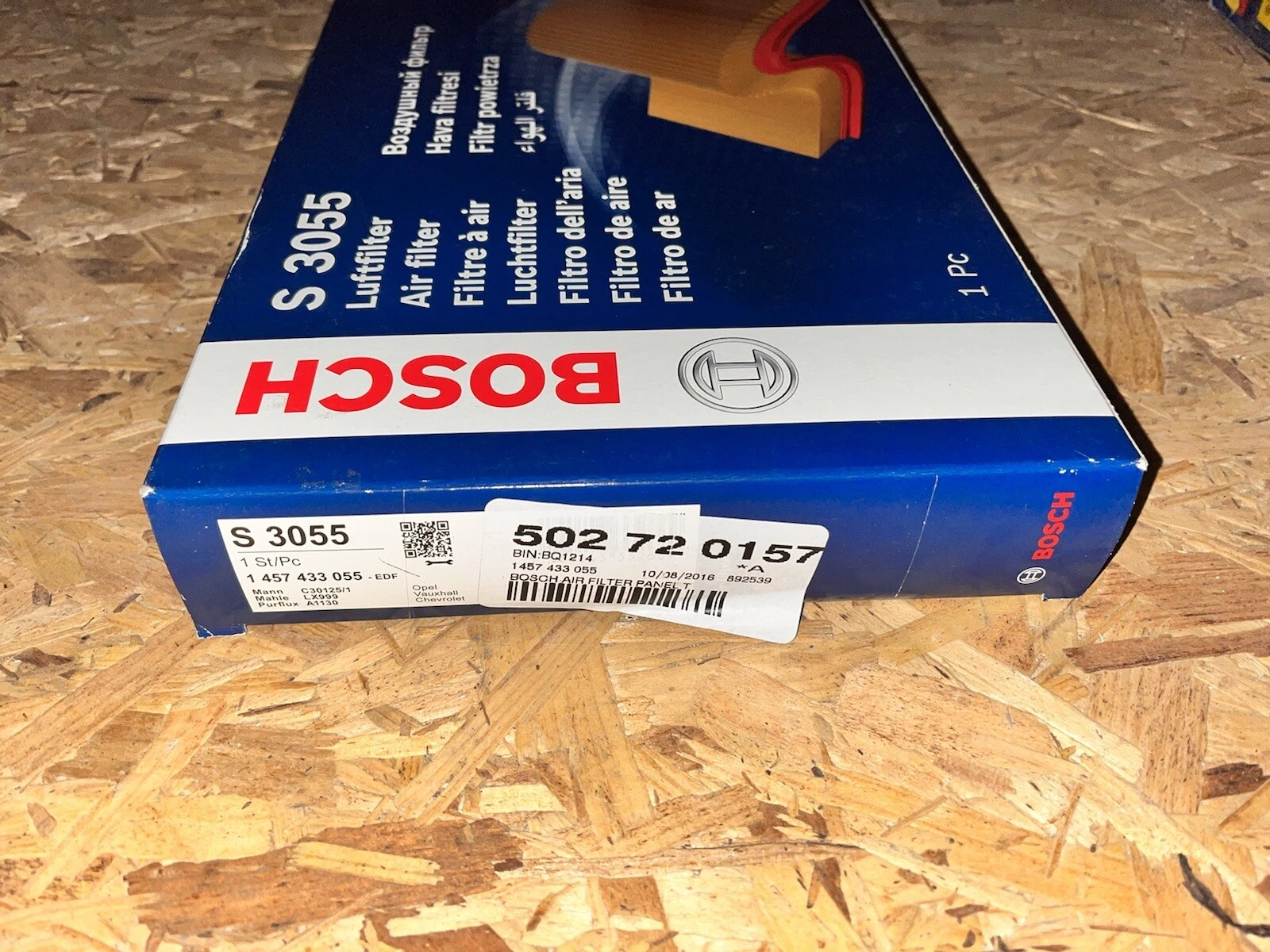 Bosch S3055 Air Filter for Vauxhall Corsa C Meriva Tigra Combo 2000–2012 OEM - Image 3