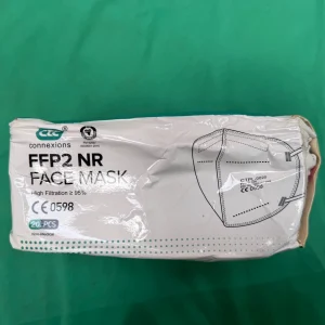 Front view of CTC Connexions FFP2 NR 20-pack disposable face masks showing packaging and filtration certification