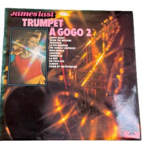 Front and back covers of James Last’s “Trumpet À Gogo Vol. 2” LP vinyl record, showing album artwork, tracklist, and artist photo.