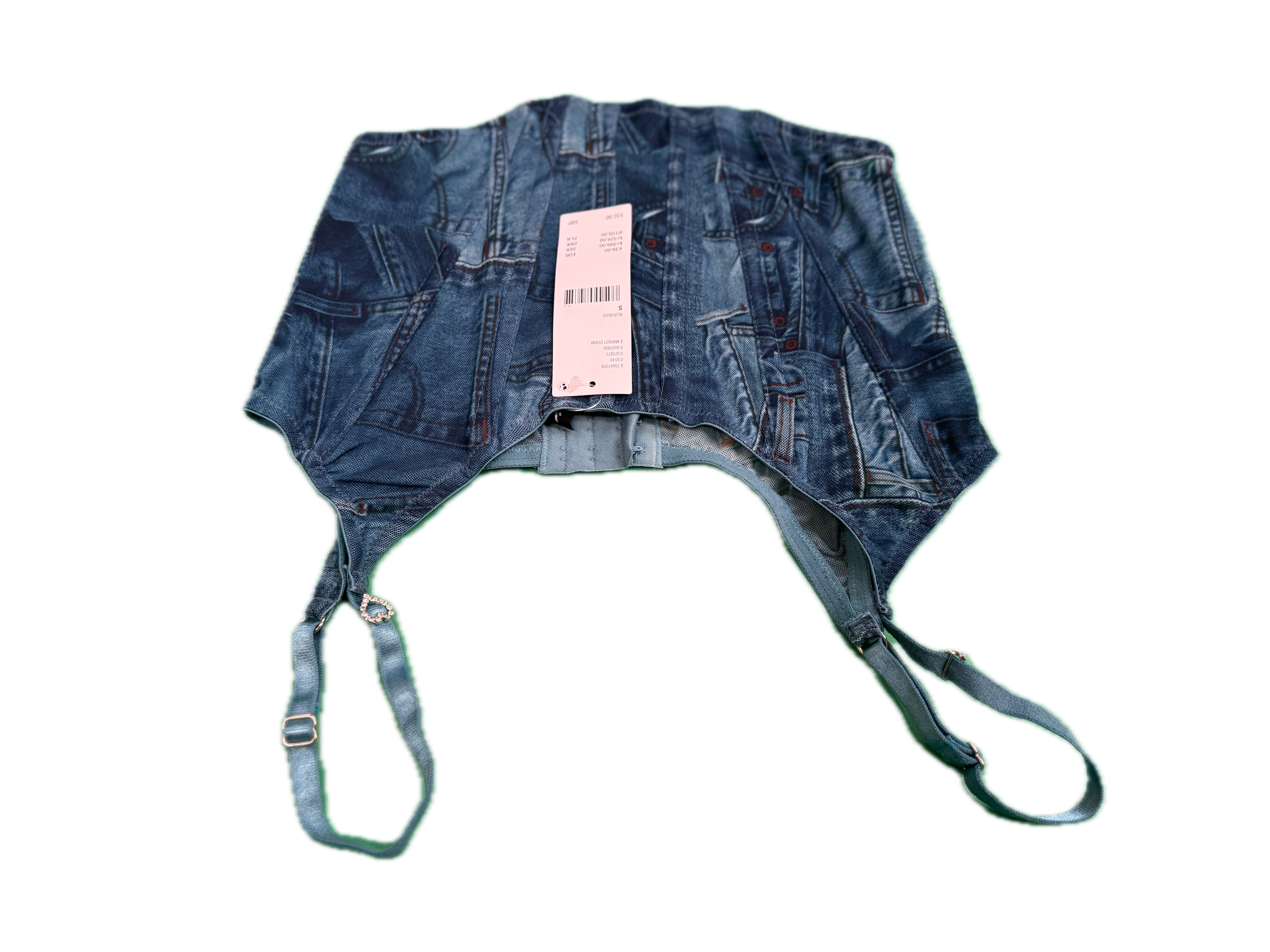 Urban Outfitters Corset Top Small Blue Denim Print Bustier NWT Festival Style - Image 3