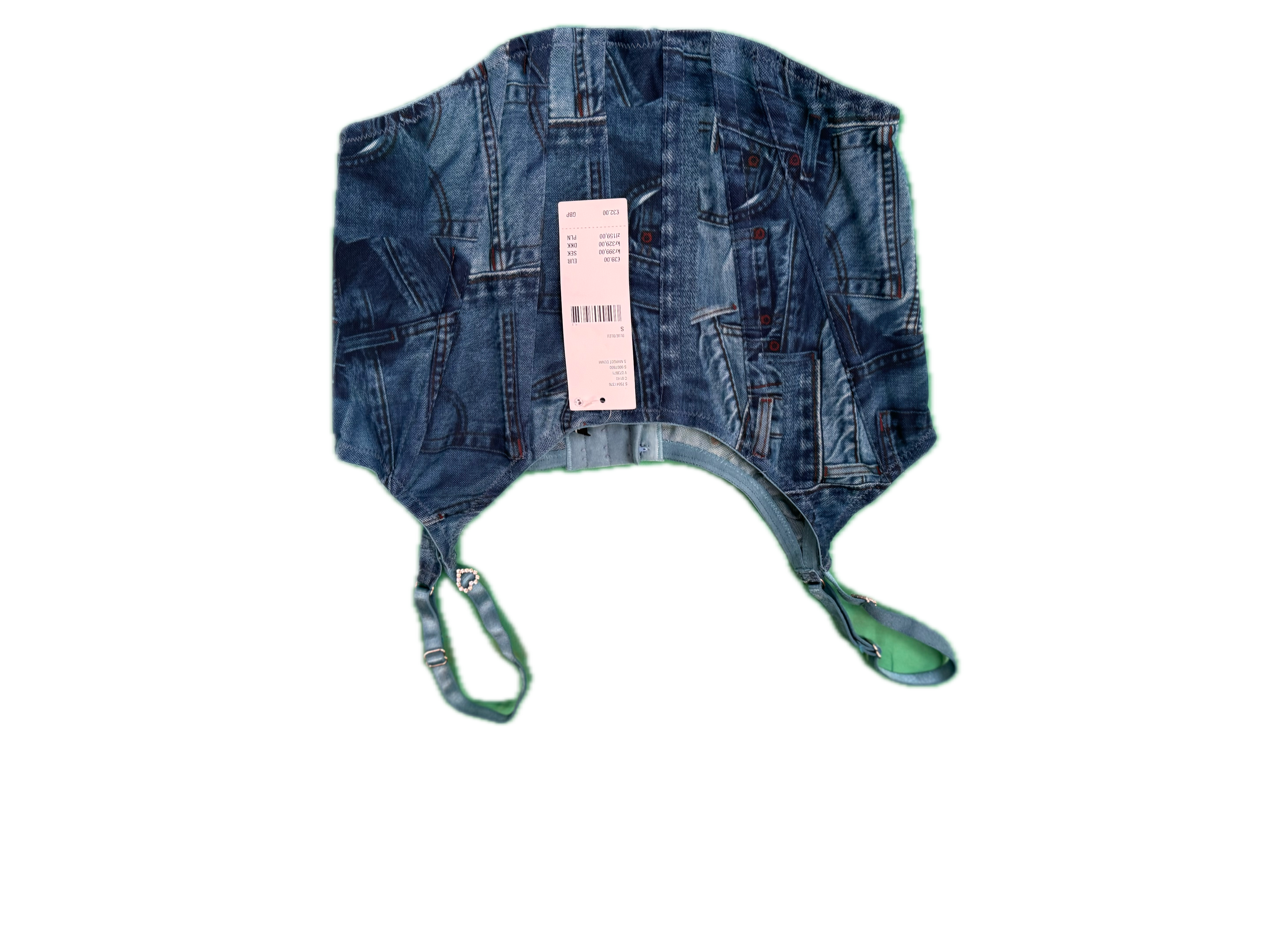 Urban Outfitters Corset Top Small Blue Denim Print Bustier NWT Festival Style - Image 4