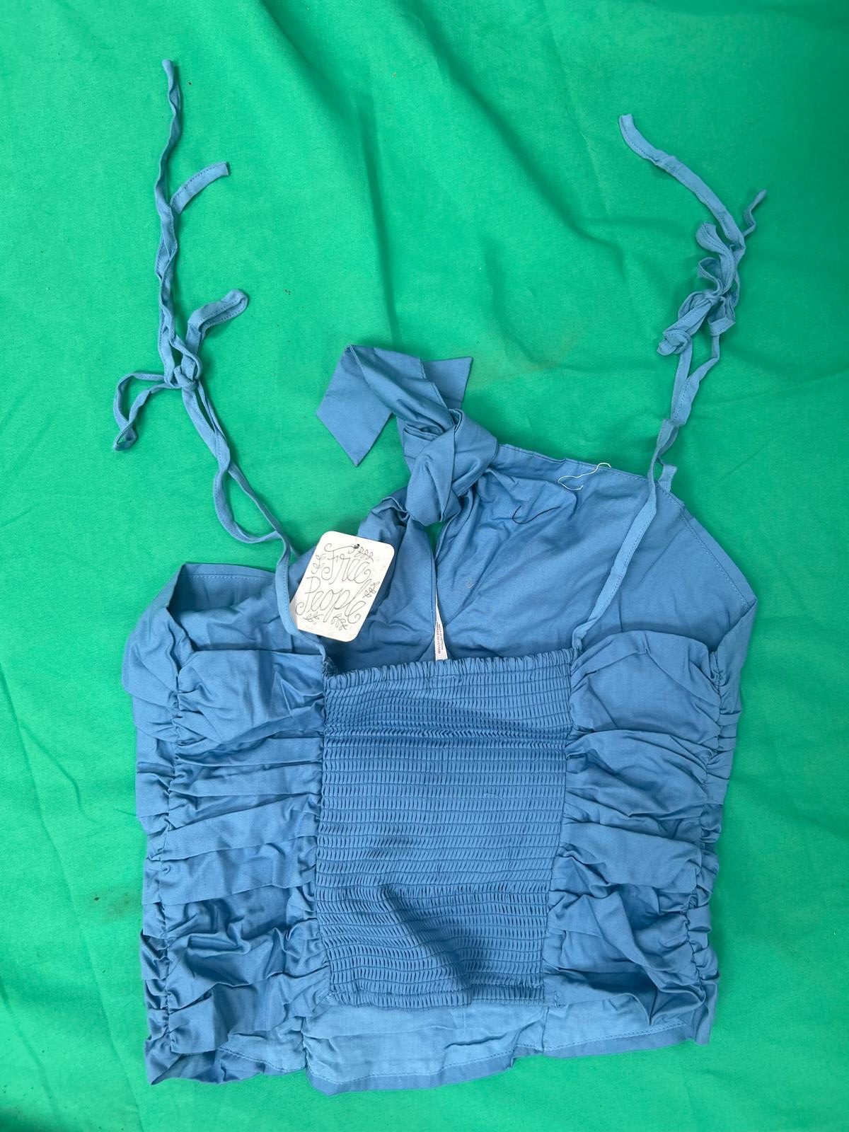 Free People ‘Swan Song’ Blue Ruched Crop Top