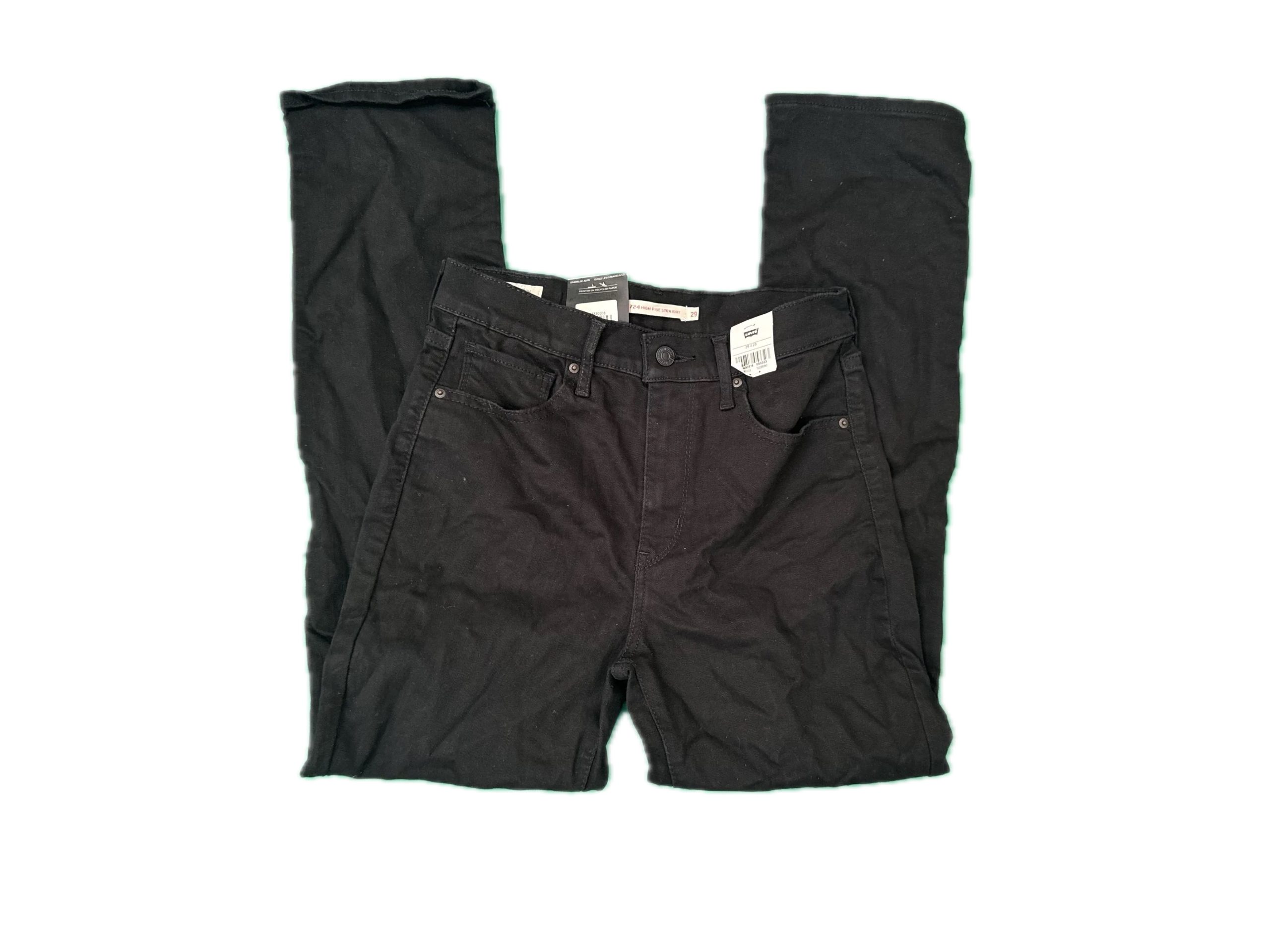 Levi’s 724 Slim Straight Jeans Black 29x28 | Women’s High Rise Premium Denim
