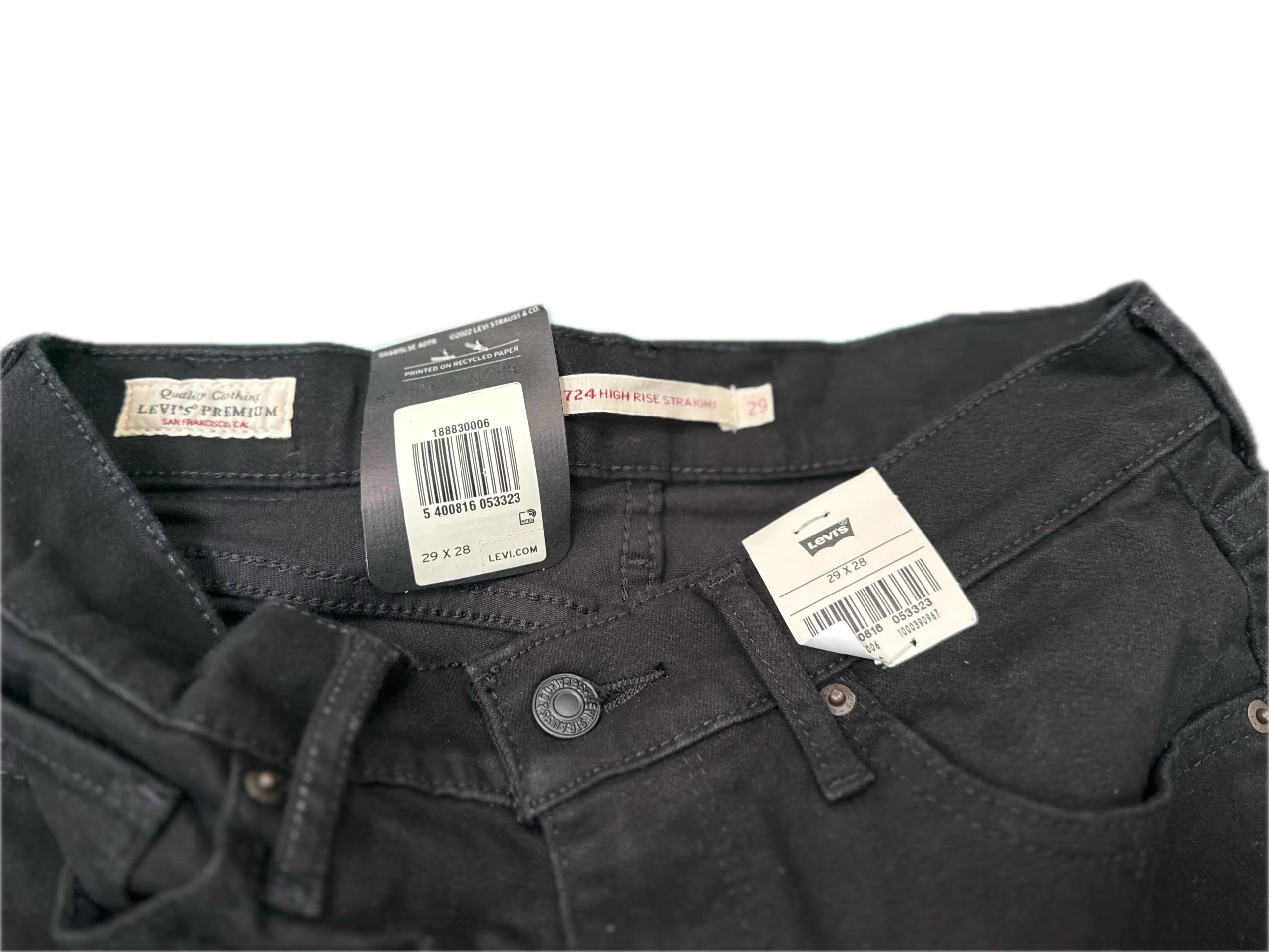 Levi’s 724 Slim Straight Jeans Black 29x28 | Women’s High Rise Premium Denim - Image 5