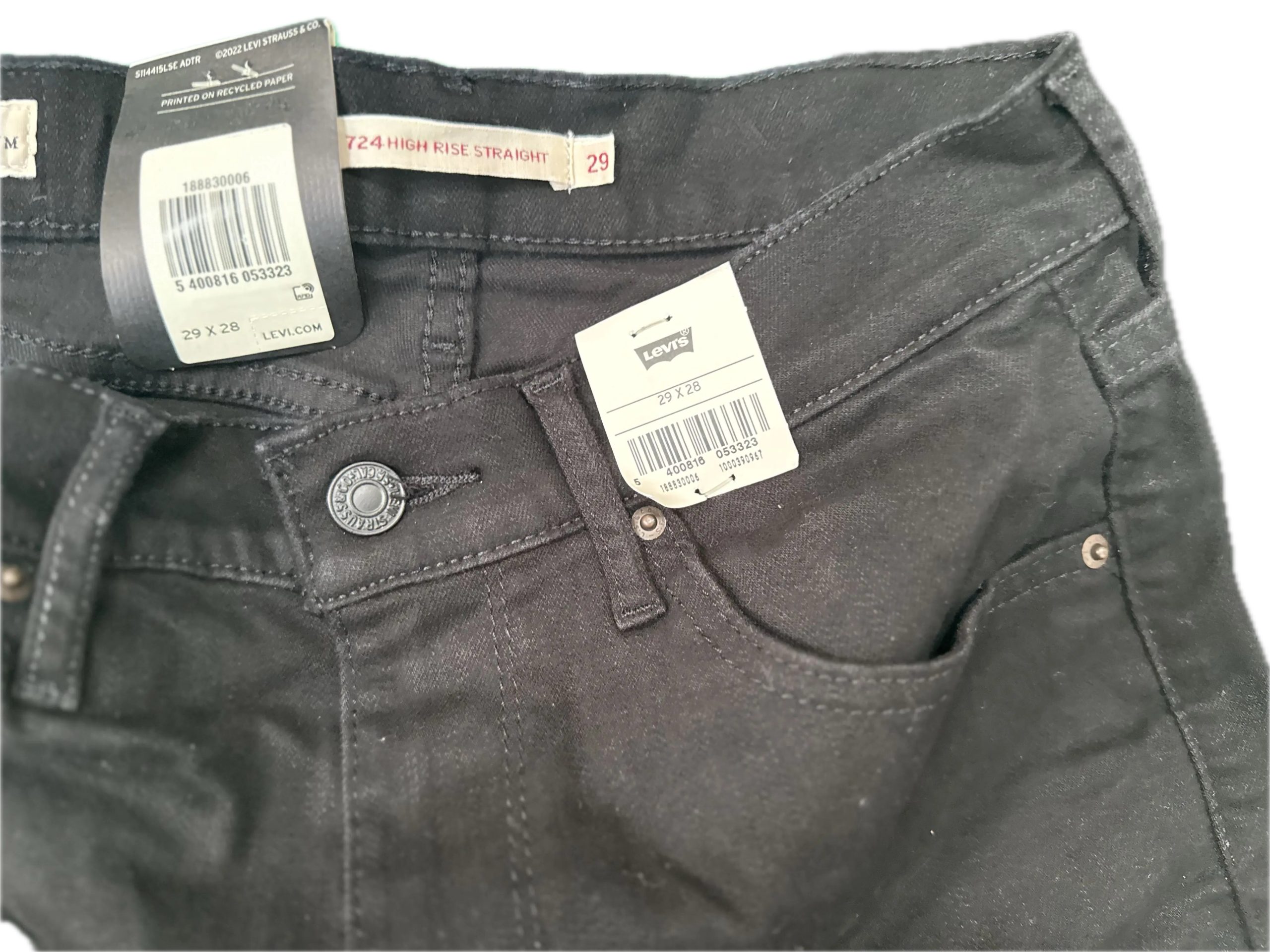 Levi’s 724 Slim Straight Jeans Black 29x28 | Women’s High Rise Premium Denim - Image 6